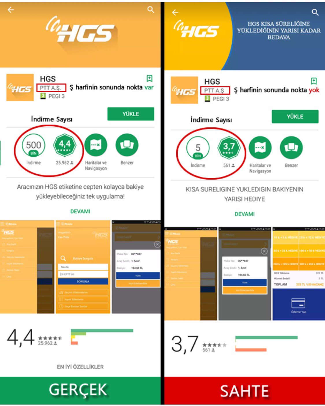HGS Sahte Mobil Uygulamas hk